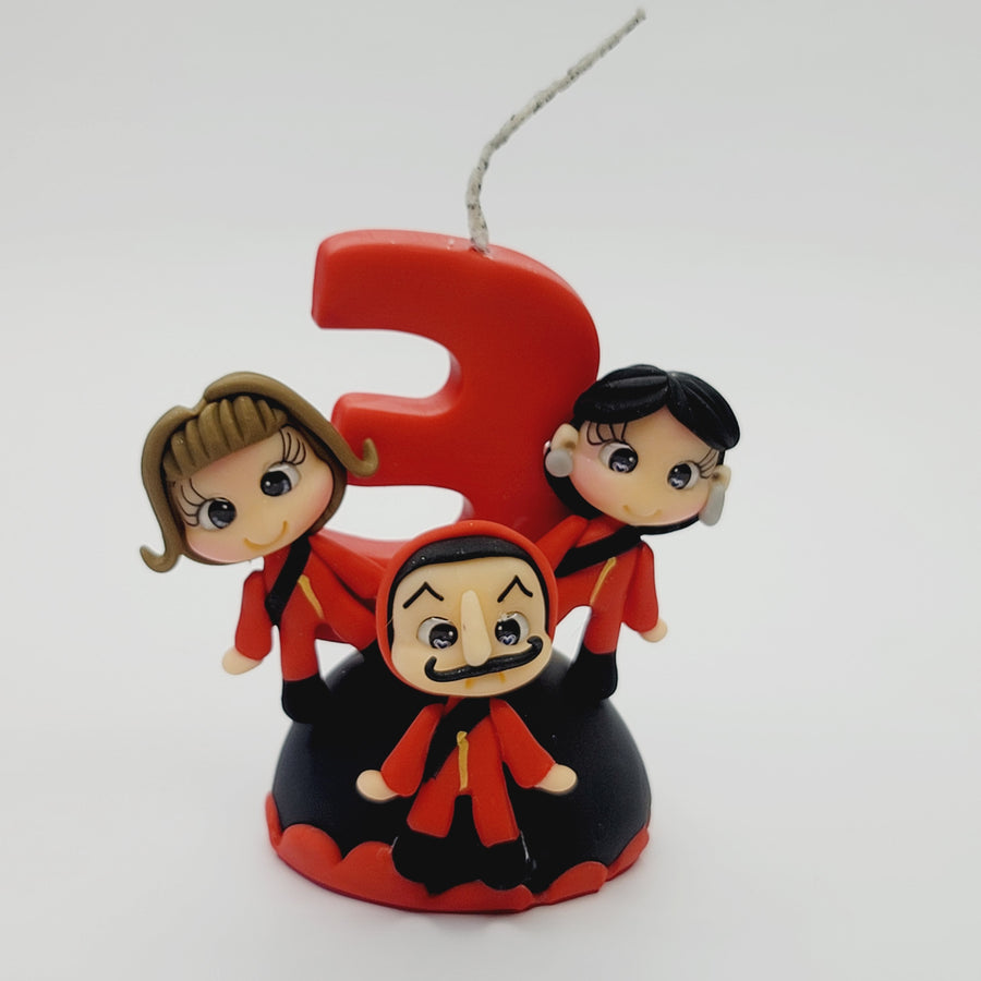 Money Heist  themed candle #3 for cake top