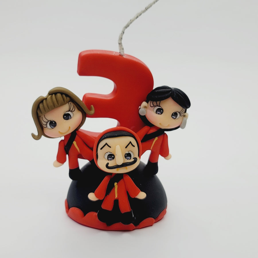 Money Heist  themed candle #3 for cake top