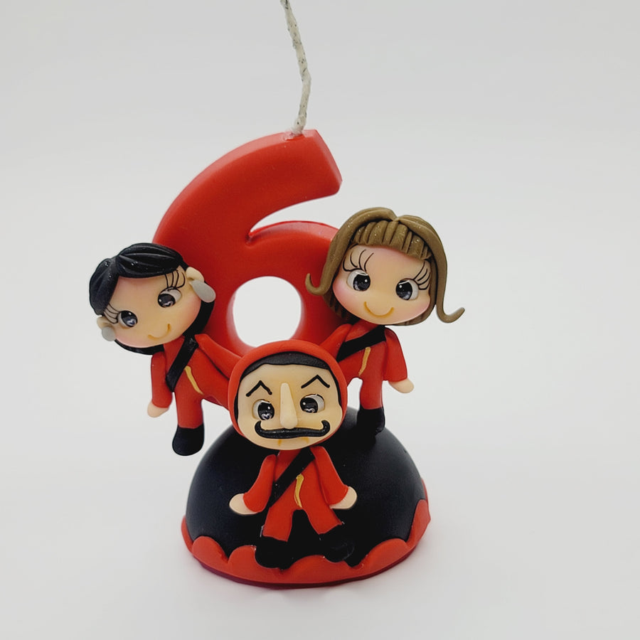 Money Heist themed candle #6 for cake top