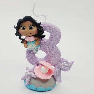 Mermaid Shelby themed candle #8 for cake top