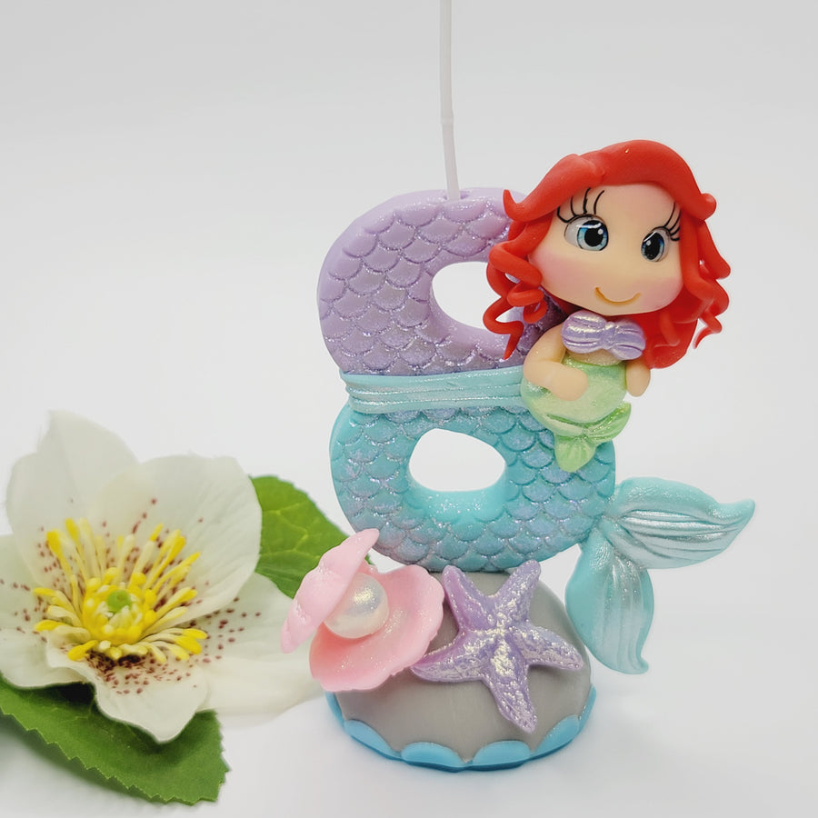 Mermaid themed candle #8 for cake top