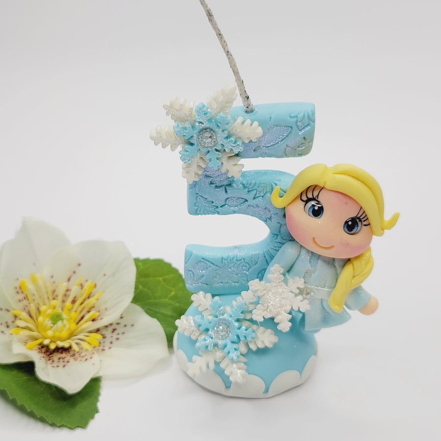 Blond Princess themed candle #5 for cake top