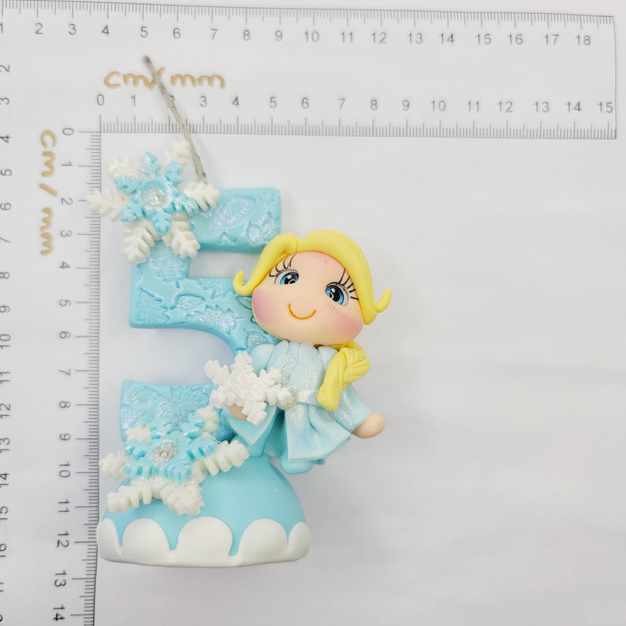 Blond Princess themed candle #5 for cake top
