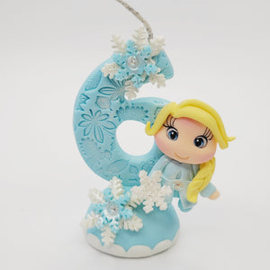Blond Princess themed candle #6 for cake top