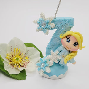 Blond Princess themed candle #7 for cake top