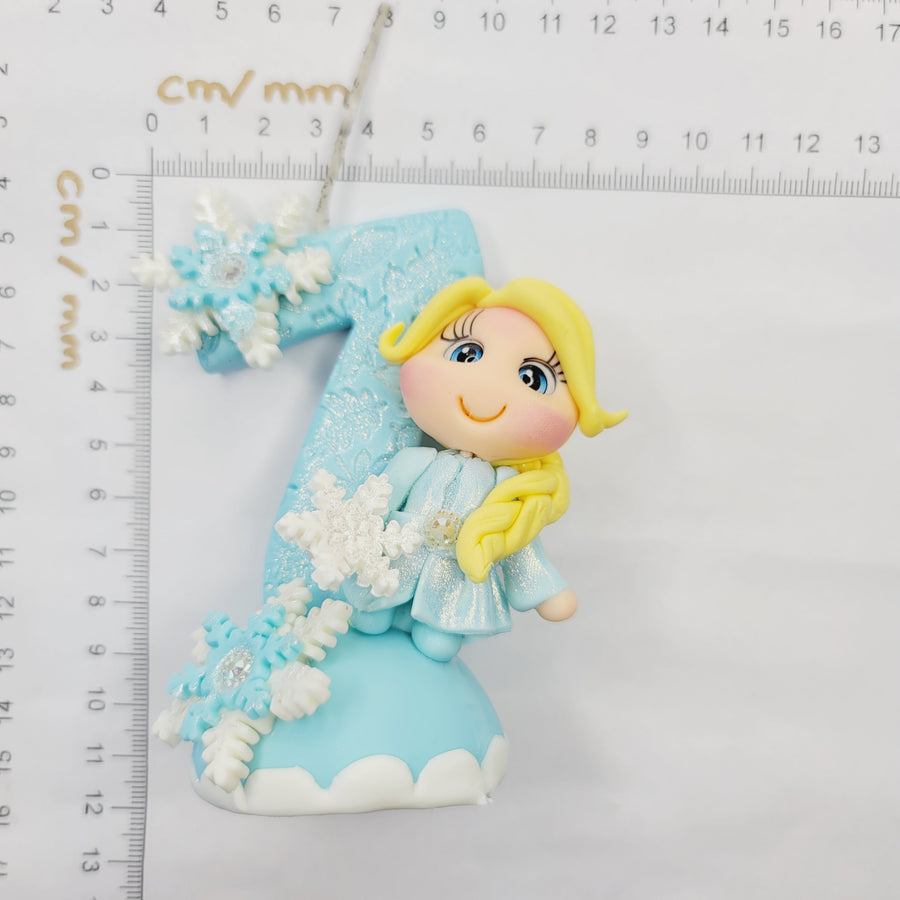 Blond Princess themed candle #7 for cake top