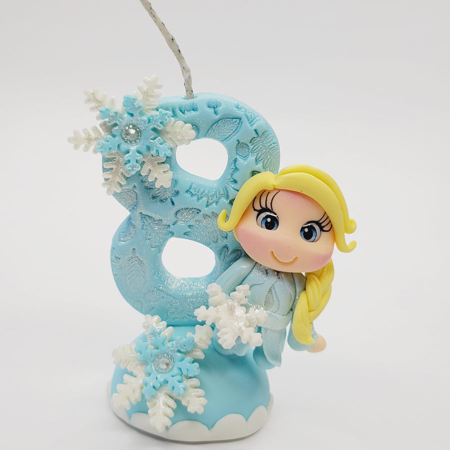 Blond Princess themed candle #8 for cake top