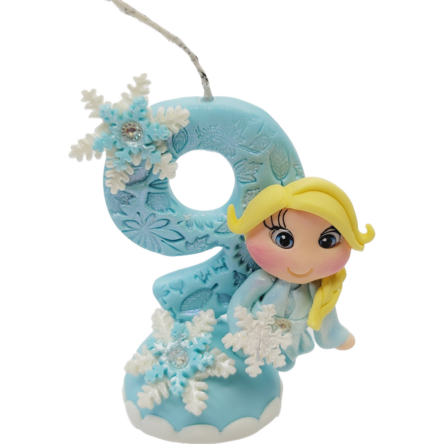 Blond Princess themed candle #9 for cake top