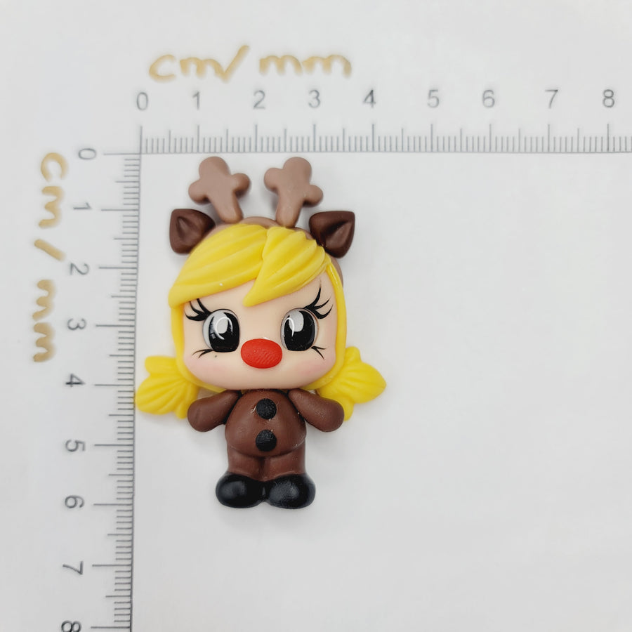 Blitzen Xmas  #073 Clay Doll for Bow-Center, Jewelry Charms, Accessories, and More