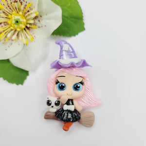 Witch Belladonna #580 Clay Doll for Bow-Center, Jewelry Charms, Accessories, and More