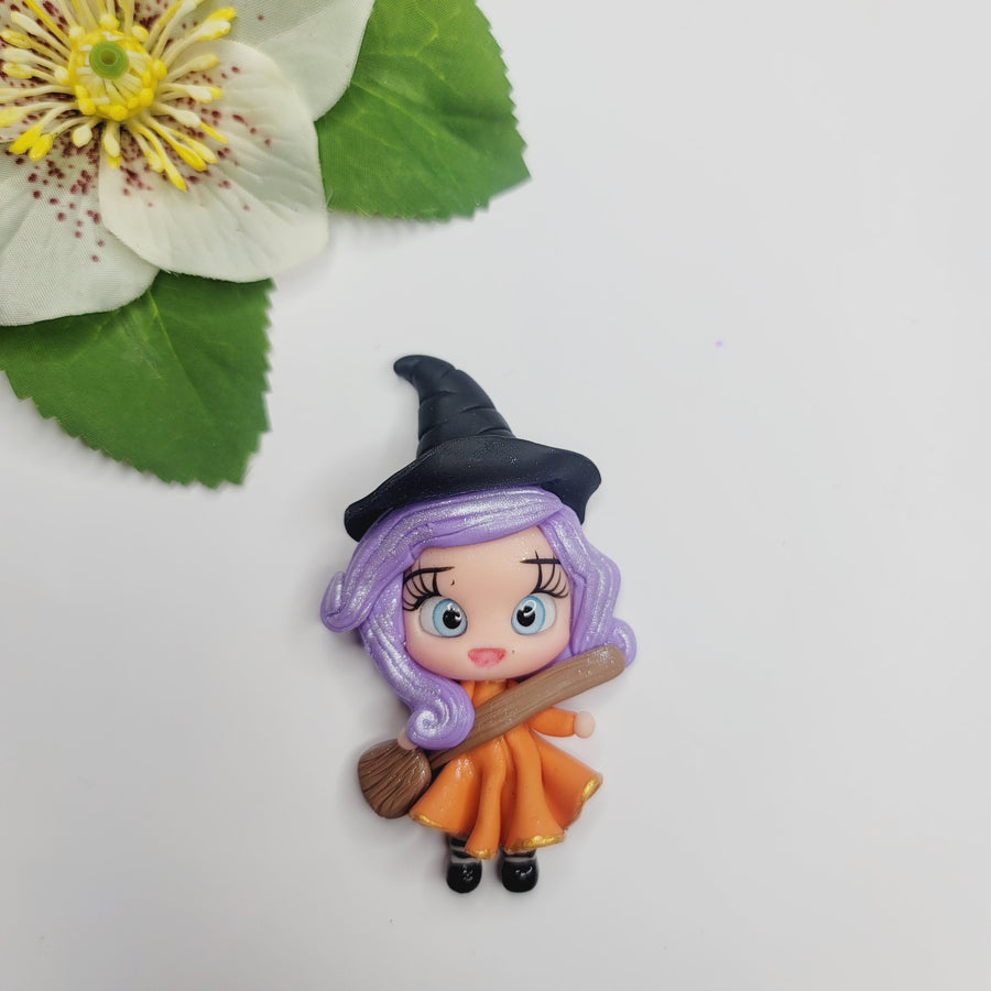 Witch Hecate #584 Clay Doll for Bow-Center, Jewelry Charms, Accessories, and More