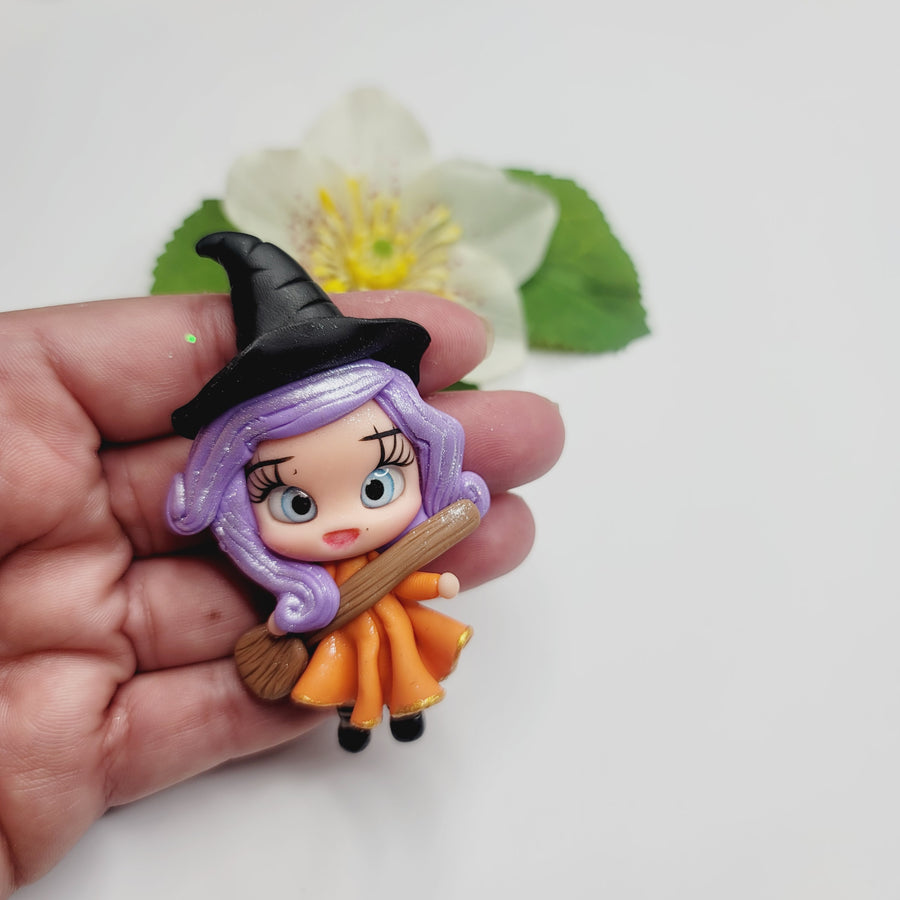 Witch Hecate #584 Clay Doll for Bow-Center, Jewelry Charms, Accessories, and More