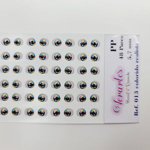 Adhesive Resin Eyes for Clays V.A. 013 (X-SM) 48 Pairs(PP) 5.7MM - Rainbow