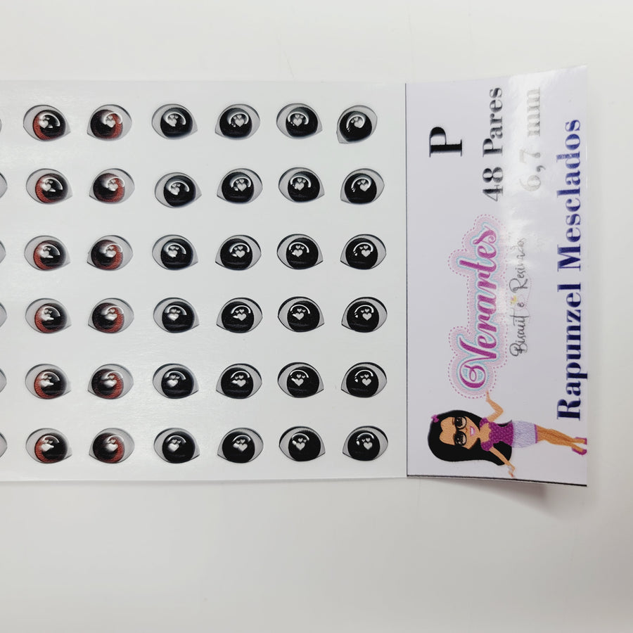 Adhesive Resin Eyes for Clays V.A. (SM) 48 Pairs(P) 6.7MM -Multicolor- Rapunzel