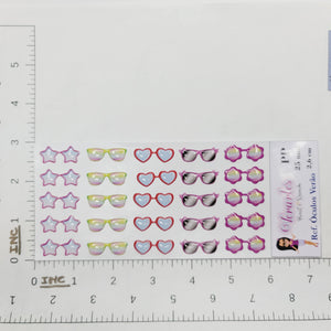 Adhesive Resin Summer Eye-Glasses for Clays V.A 25 Pairs (X-SM -PP) 2.6CM -Multicolor