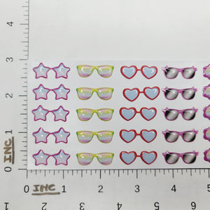 Adhesive Resin Summer Eye-Glasses for Clays V.A 25 Pairs (X-SM -PP) 2.6CM -Multicolor