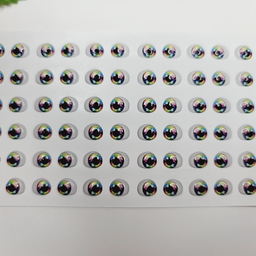 Adhesive Resin Eyes for Clays V.A. 013 (SM) 48 Pairs(P) 6.7MM - Rainbow