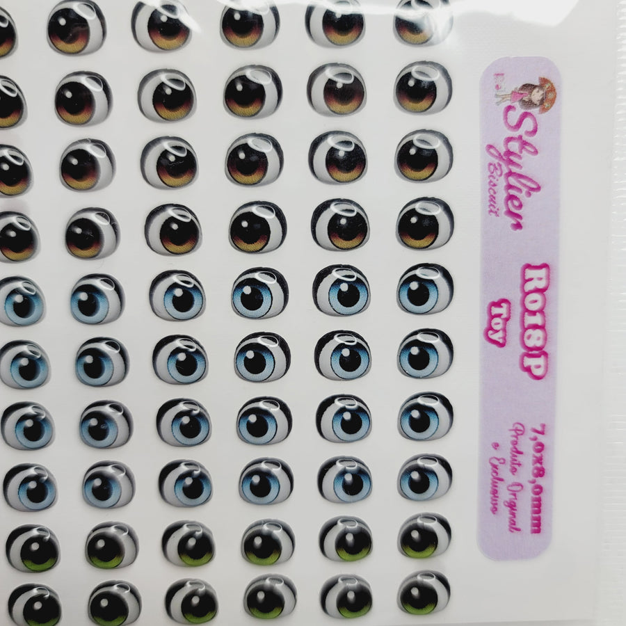 Adhesive Resin Eyes for Clays Multicolor STY R018 (SM / P) 40 Pairs