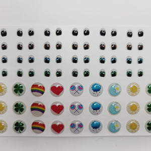 Adhesive Resin Eyes and Stickers for Clays Multicolor STY Love Bear PP Mix 40 pairs