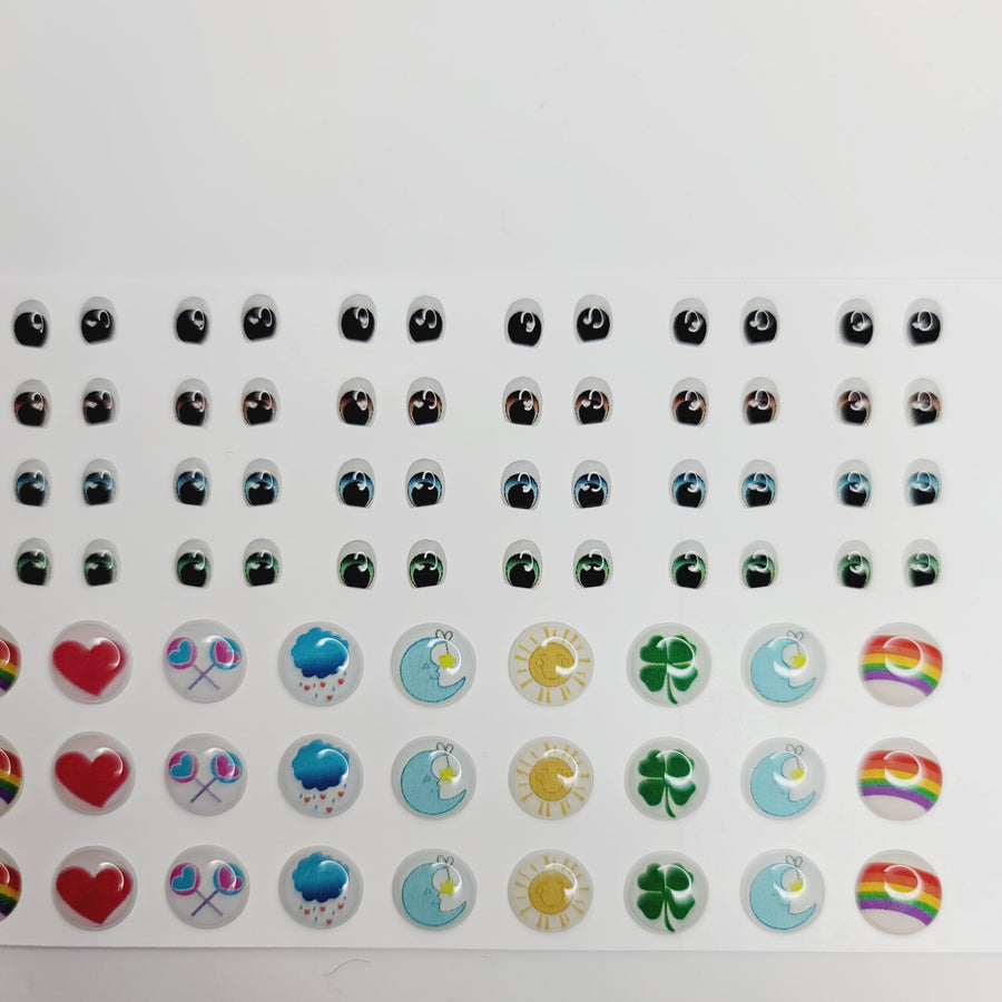 Adhesive Resin Eyes and Stickers for Clays Multicolor STY Love Bear PP Mix 40 pairs