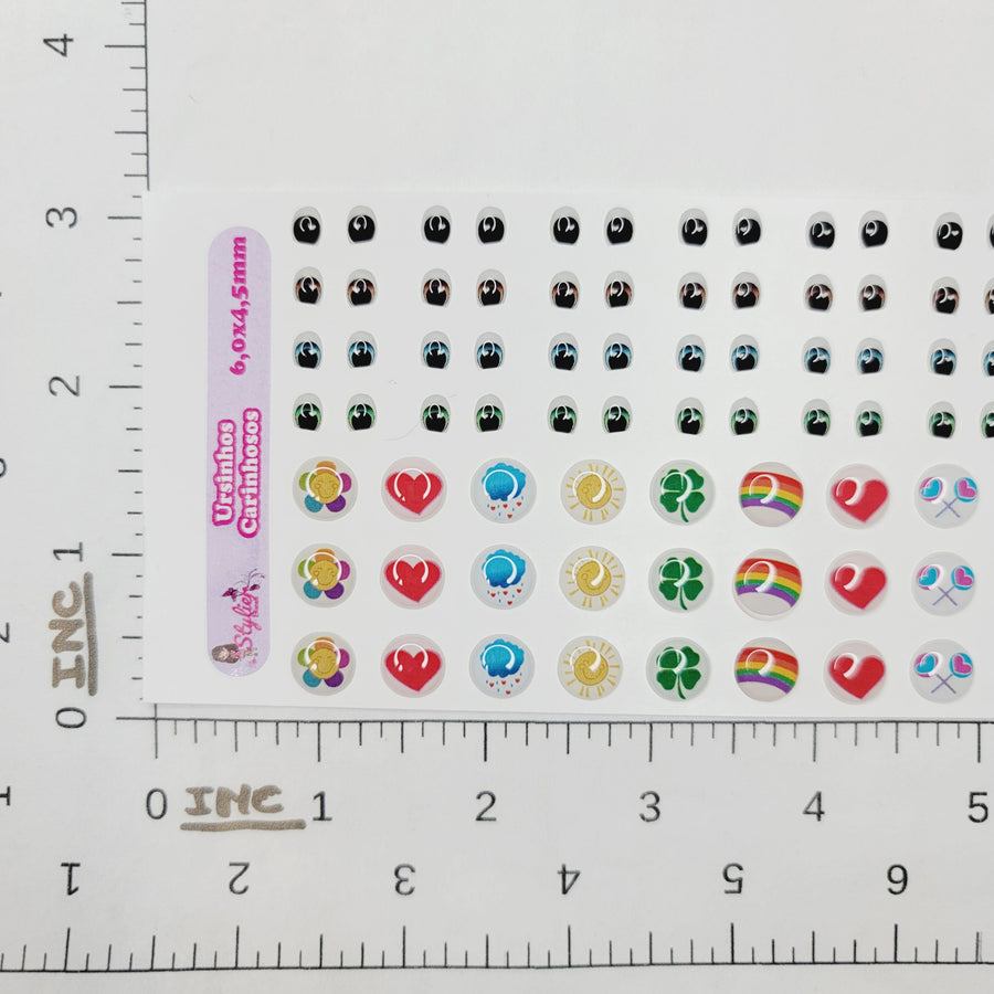 Adhesive Resin Eyes and Stickers for Clays Multicolor STY Love Bear PP Mix 40 pairs