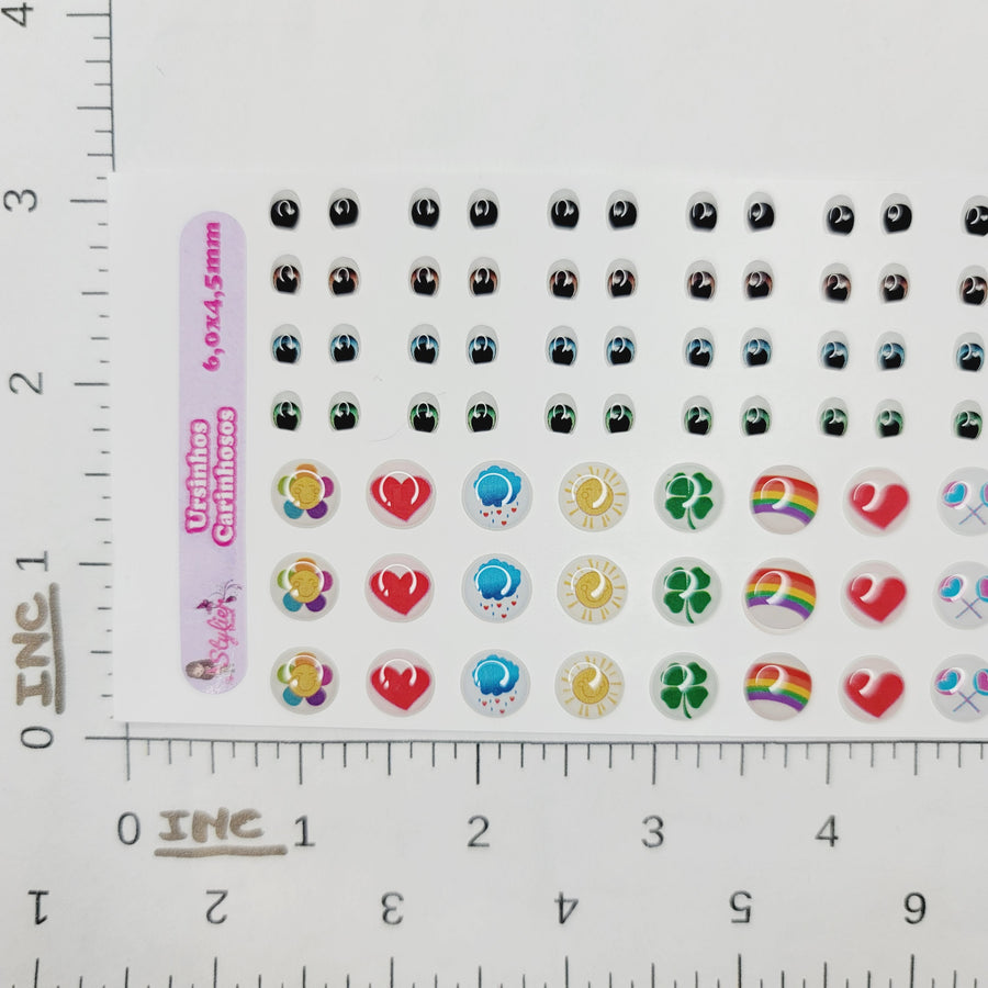 Adhesive Resin Eyes and Stickers for Clays Multicolor STY Love Bear PP Mix 40 pairs