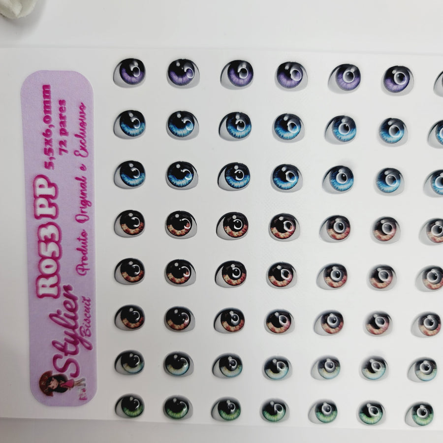 Adhesive Resin Eyes for Clays Multicolor STY R053 PP (X-SM) 72-Pairs