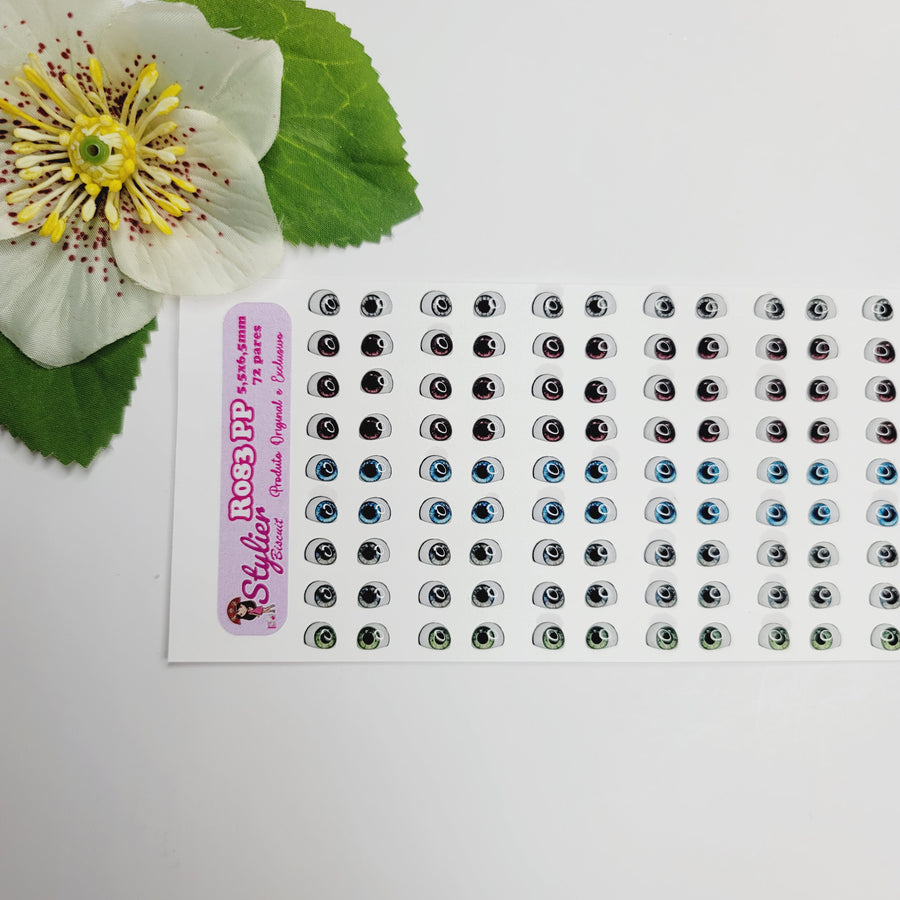 Adhesive Resin Eyes for Clays Multicolor STY R083 PP 72Pairs