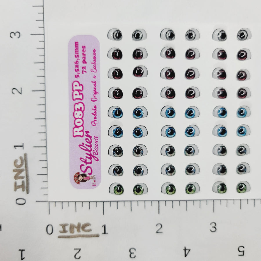 Adhesive Resin Eyes for Clays Multicolor STY R083 PP 72Pairs