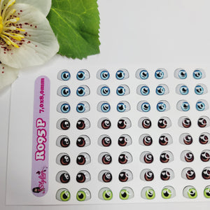 Adhesive Resin Eyes for Clays Multicolor STY R095 (P/SM) 64Pairs