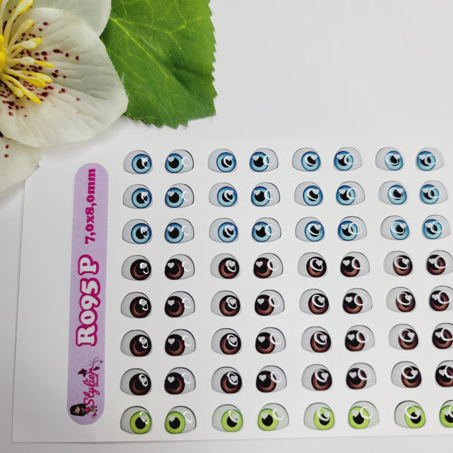 Adhesive Resin Eyes for Clays Multicolor STY R095 (P/SM) 64Pairs