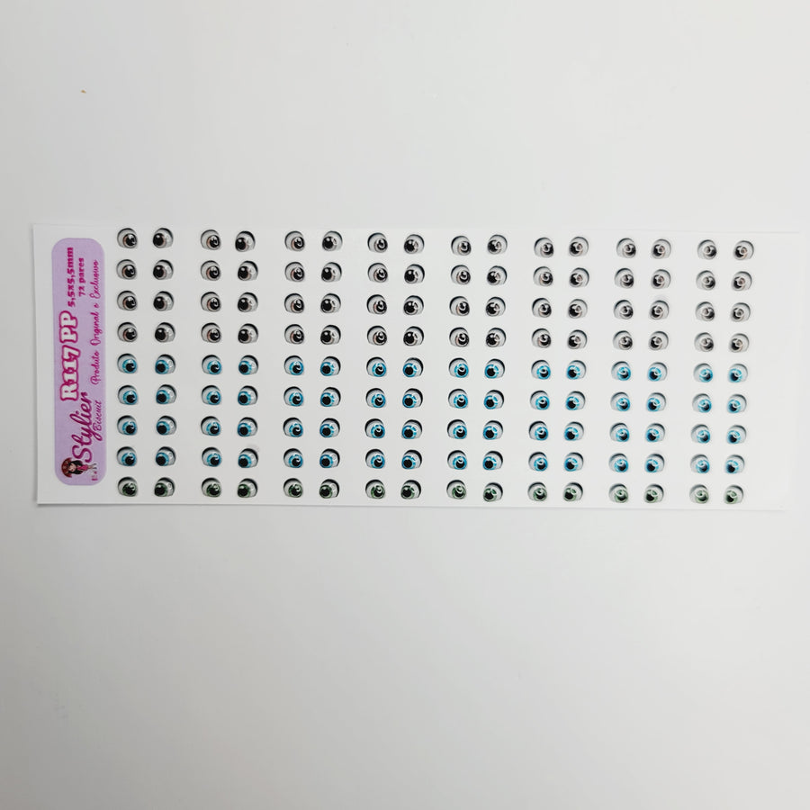 Adhesive Resin Eyes for Clays Multicolor STY R117 (X-SM - PP) 72Pairs