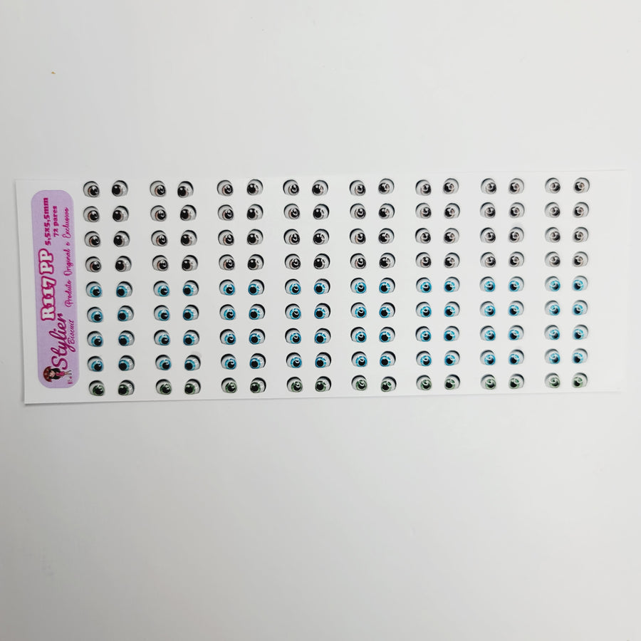 Adhesive Resin Eyes for Clays Multicolor STY R117 (X-SM - PP) 72Pairs