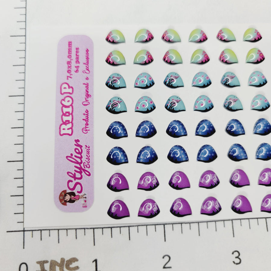 Adhesive Resin Eyeshadows for Clays Multicolor STY R116 (SM - P) 64Pairs