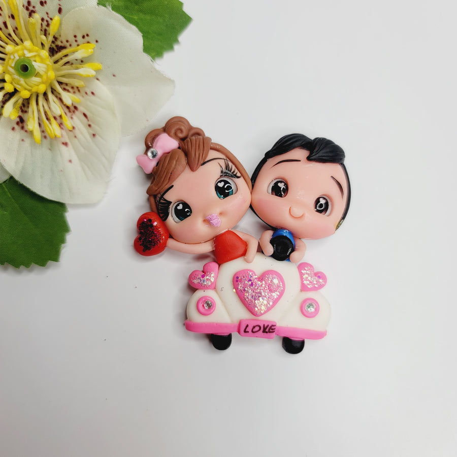 Love couple #340 Clay Doll for Bow-Center, Jewelry Charms, Accessories, and More