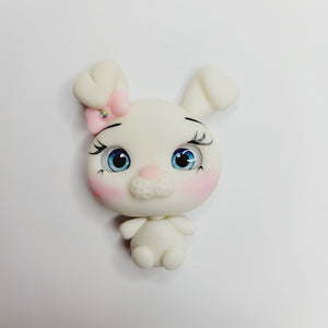Snowball Bunny #528 Clay Doll for Bow-Center, Jewelry Charms, Accessories, and More