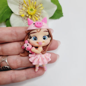 Lily Piglet #327 Clay Doll for Bow-Center, Jewelry Charms, Accessories, and More
