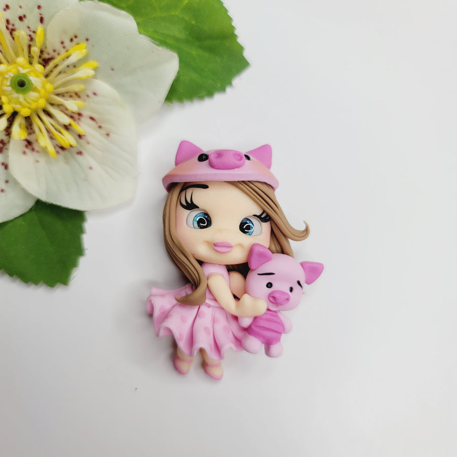 Lily Piglet 2 #326 Clay Doll for Bow-Center, Jewelry Charms, Accessories, and More