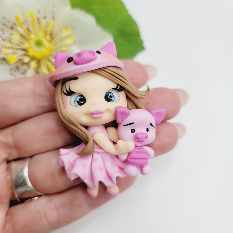 Lily Piglet 2 #326 Clay Doll for Bow-Center, Jewelry Charms, Accessories, and More