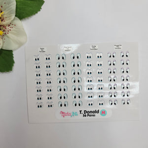 Adhesive Resin Eyes for Clays T. Donald KKA  - 56 Pairs(M) (Medium)