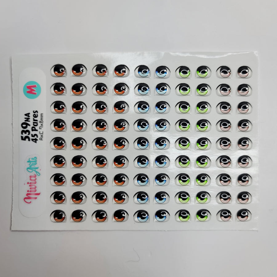 Adhesive Resin Eyes for Clays Multicolor KKA 539NA - 45 Pairs(M) (Medium)