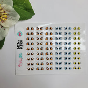 Adhesive Resin Eyes for Clays Multicolor KKA 602NA - 54 Pairs(PP) (X-Small)