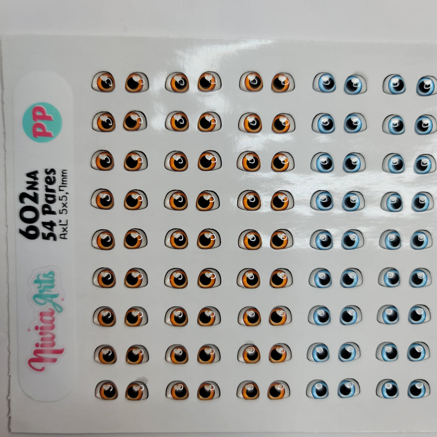 Adhesive Resin Eyes for Clays Multicolor KKA 602NA - 54 Pairs(PP) (X-Small)