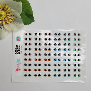 Adhesive Resin Eyes for Clays Multicolor KKA 609NA - 54 Pairs(PP) (X-Small)