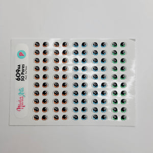 Adhesive Resin Eyes for Clays Multicolor KKA 609NA - 50 Pairs(P) (Small)