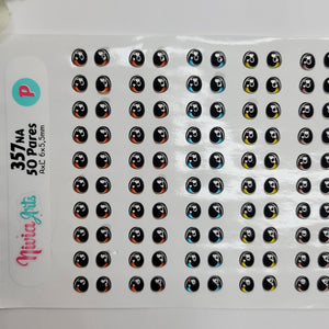 Adhesive Resin Eyes for Clays Multicolor KKA 357NA - 50 Pairs(P) (Small)