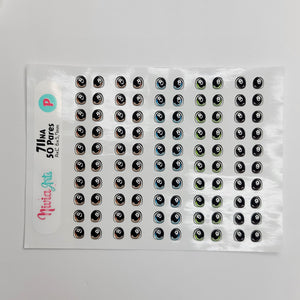 Adhesive Resin Eyes for Clays Multicolor KKA 711NA - 50 Pairs(P) (Small)