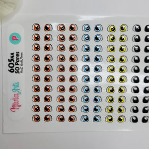 Adhesive Resin Eyes for Clays Multicolor KKA 605NA - 50 Pairs(P) (Small)