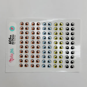 Adhesive Resin Eyes for Clays Multicolor KKA 605NA - 50 Pairs(P) (Small)