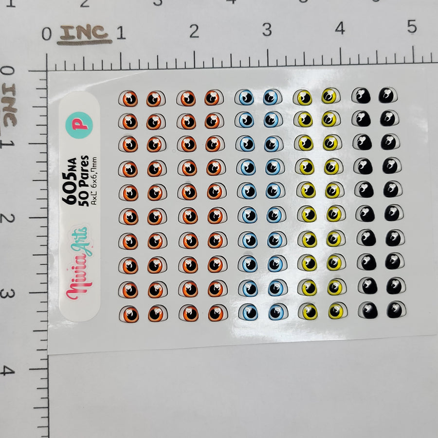 Adhesive Resin Eyes for Clays Multicolor KKA 605NA - 50 Pairs(P) (Small)